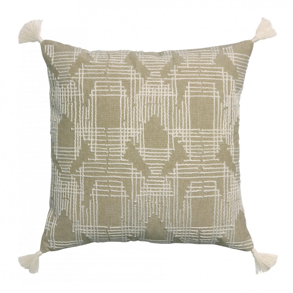 Coussin Brodé Gustav neige Vivaraise 