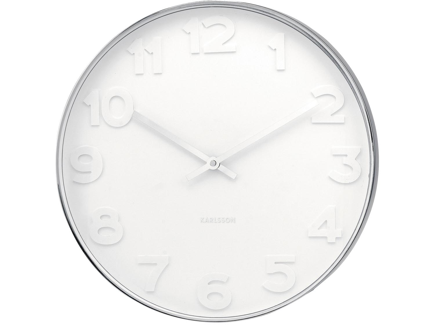 Horloge Blanc et Acier Chiffres Large Karlsson