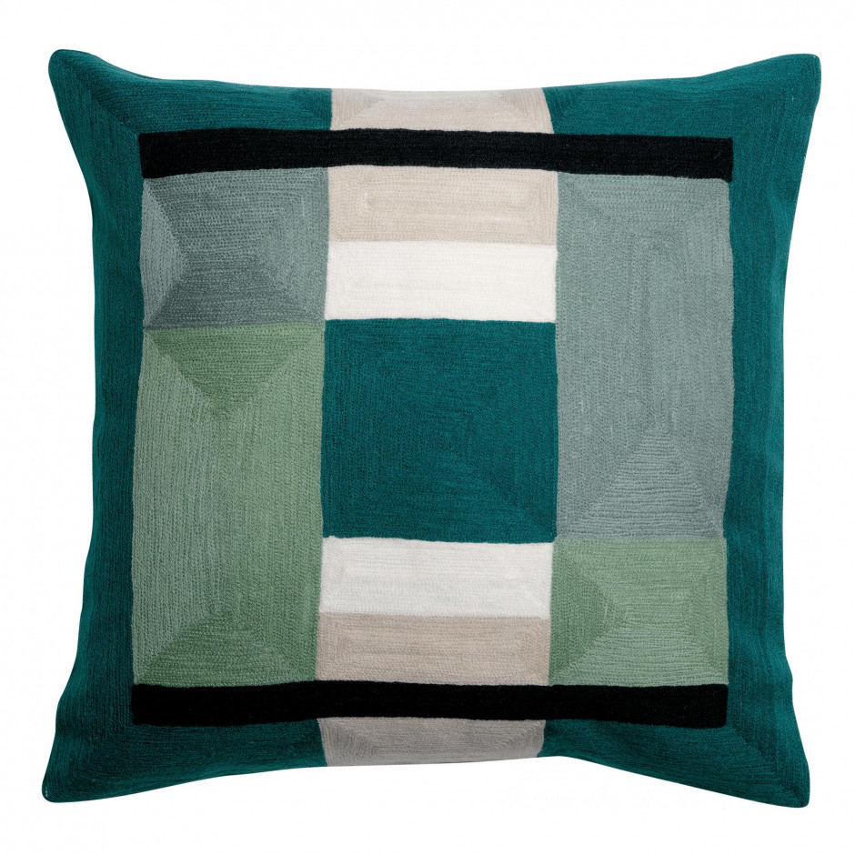 Coussin Dea brodé Paon 45 X 45 Vivaraise