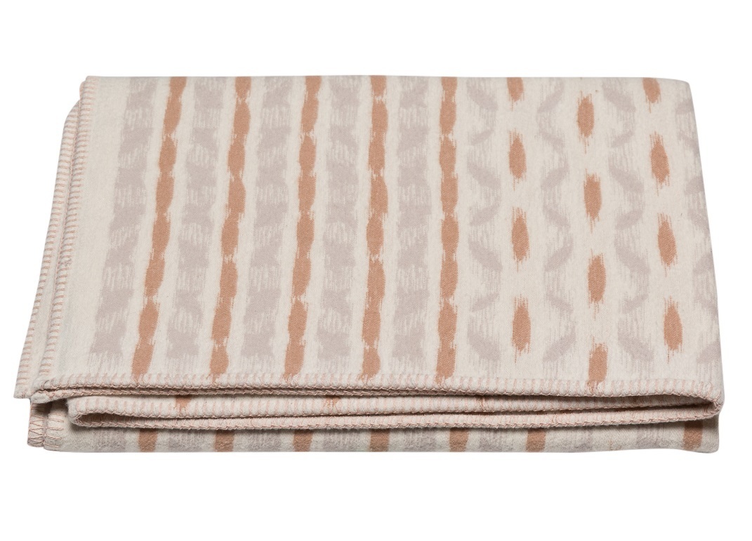Plaid Ikat Craie 150x200 David Fusseneger 