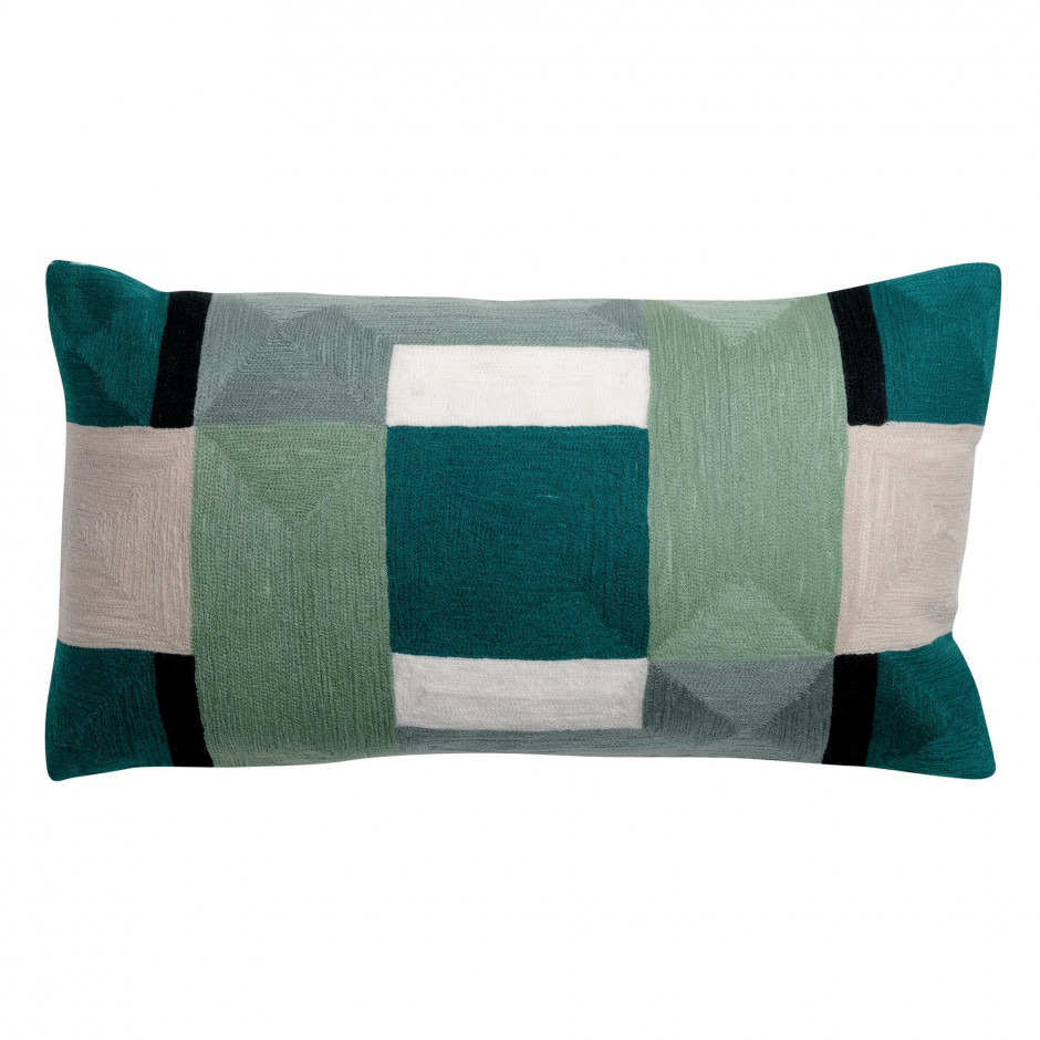 Coussin Dea brodé Paon 30 X 50 Vivaraise